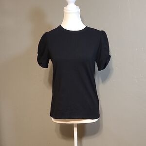 Aqua Classic Black Women's Top Small Runched Short Sleeve NWT